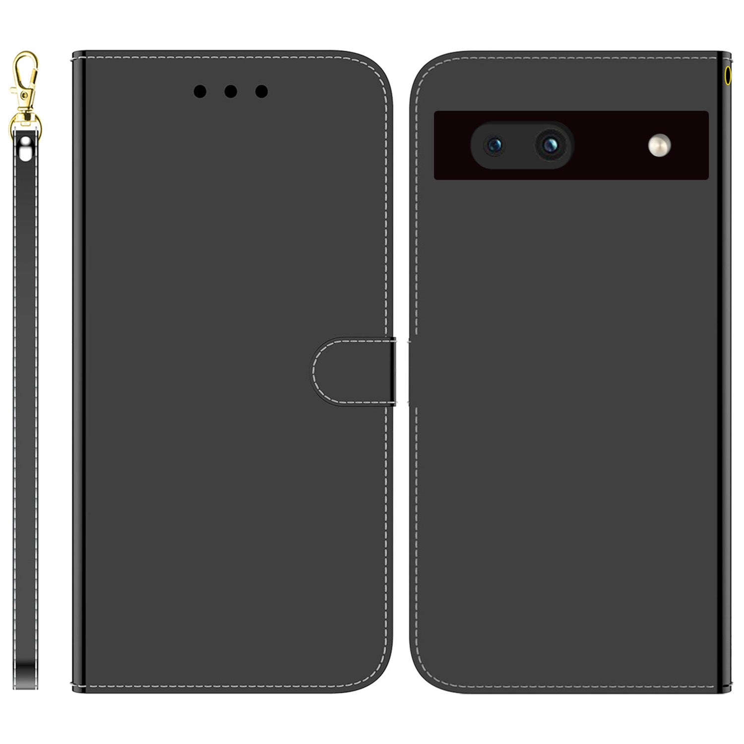 For Google Pixel 7a Mirror-like Surface PU Leather Wallet Phone Case Magnetic Clasp Stand Flip Phone Cover with Strap For Google Pixel 7a Mirror-like Surface PU Leather Wallet Phone Case Magnetic Clasp Stand Flip Phone Cover with Strap